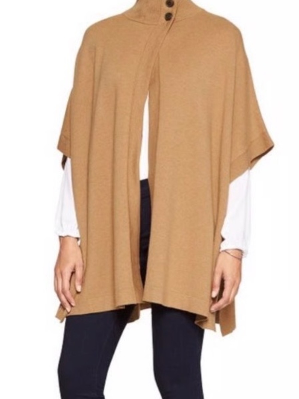 Banana Republic Camel Button-Front Poncho